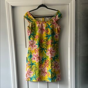 Tommy Hilfiger Yellow Floral Scoop-Neck Hawaiian dress